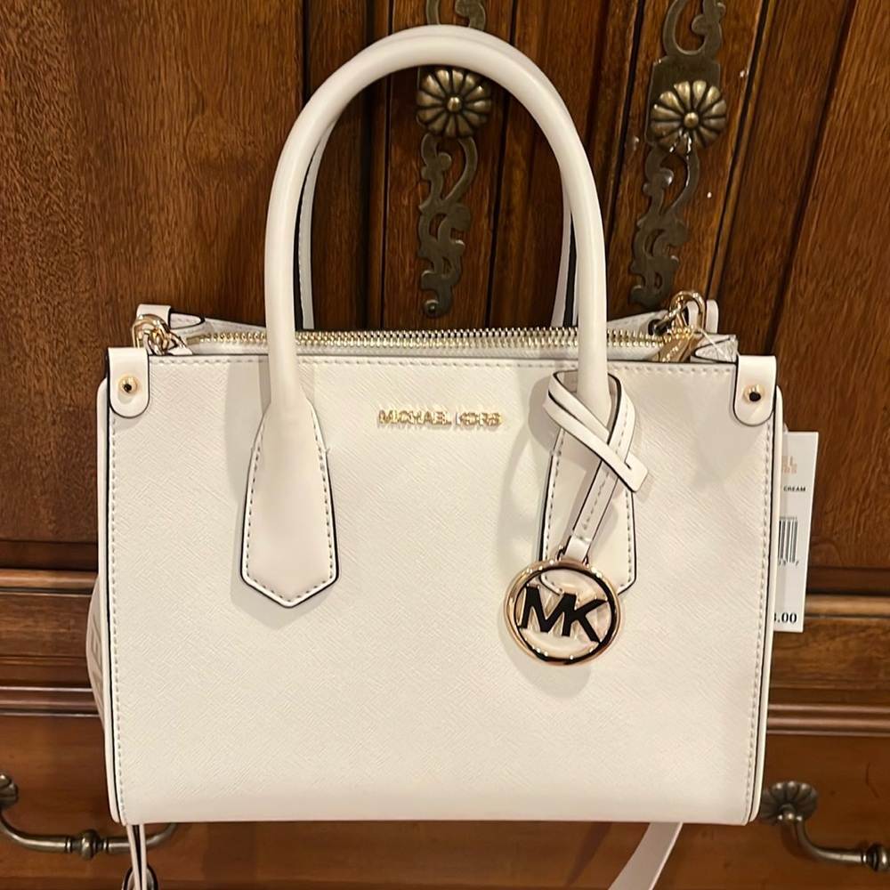NWT Michael Kors handbag light cream, leather satchel MSRP $328